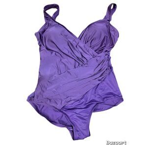 EXCLUSIVE OF TRIMS Purple one piece tummy control￼swimsuit size 8-10